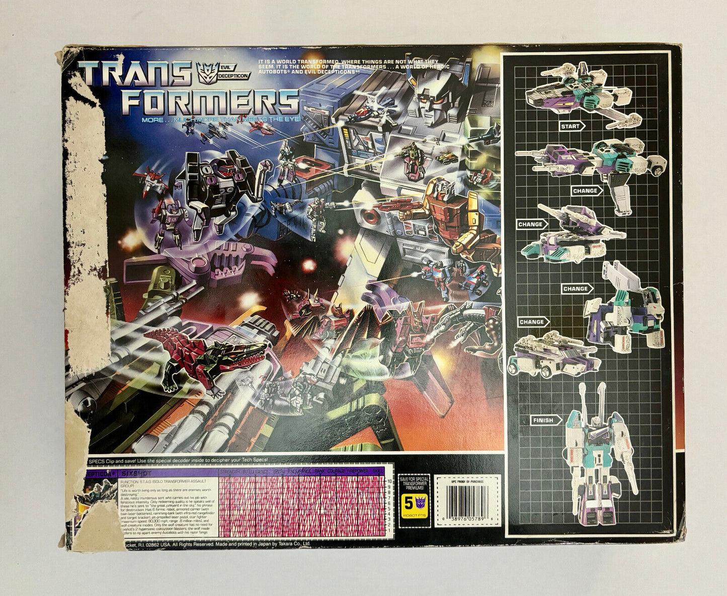 Sixshot 100% Complete W BOX 1987 Vintage Hasbro G1 Transformers Action Figure