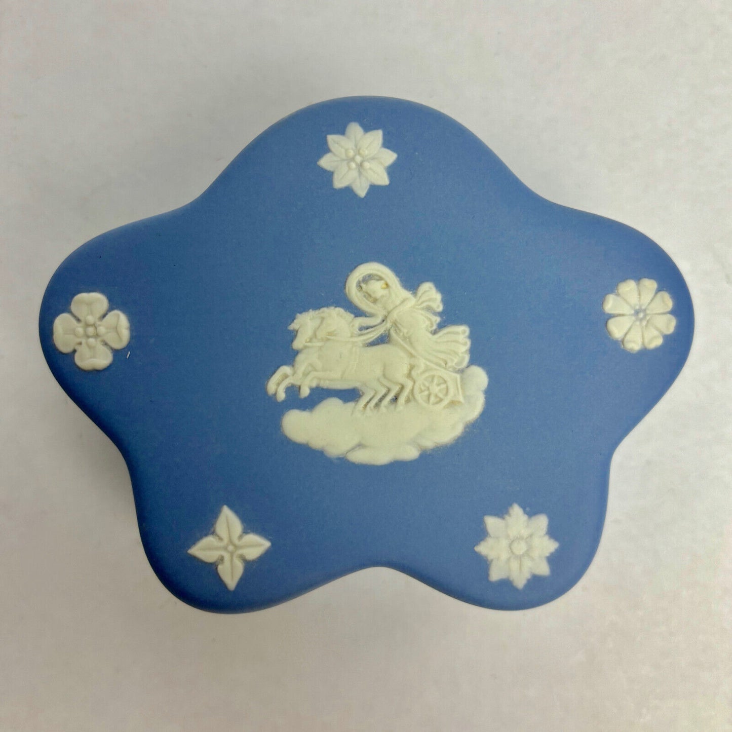 Antique Wedgwood Blue Fancy Shape Trinket Box