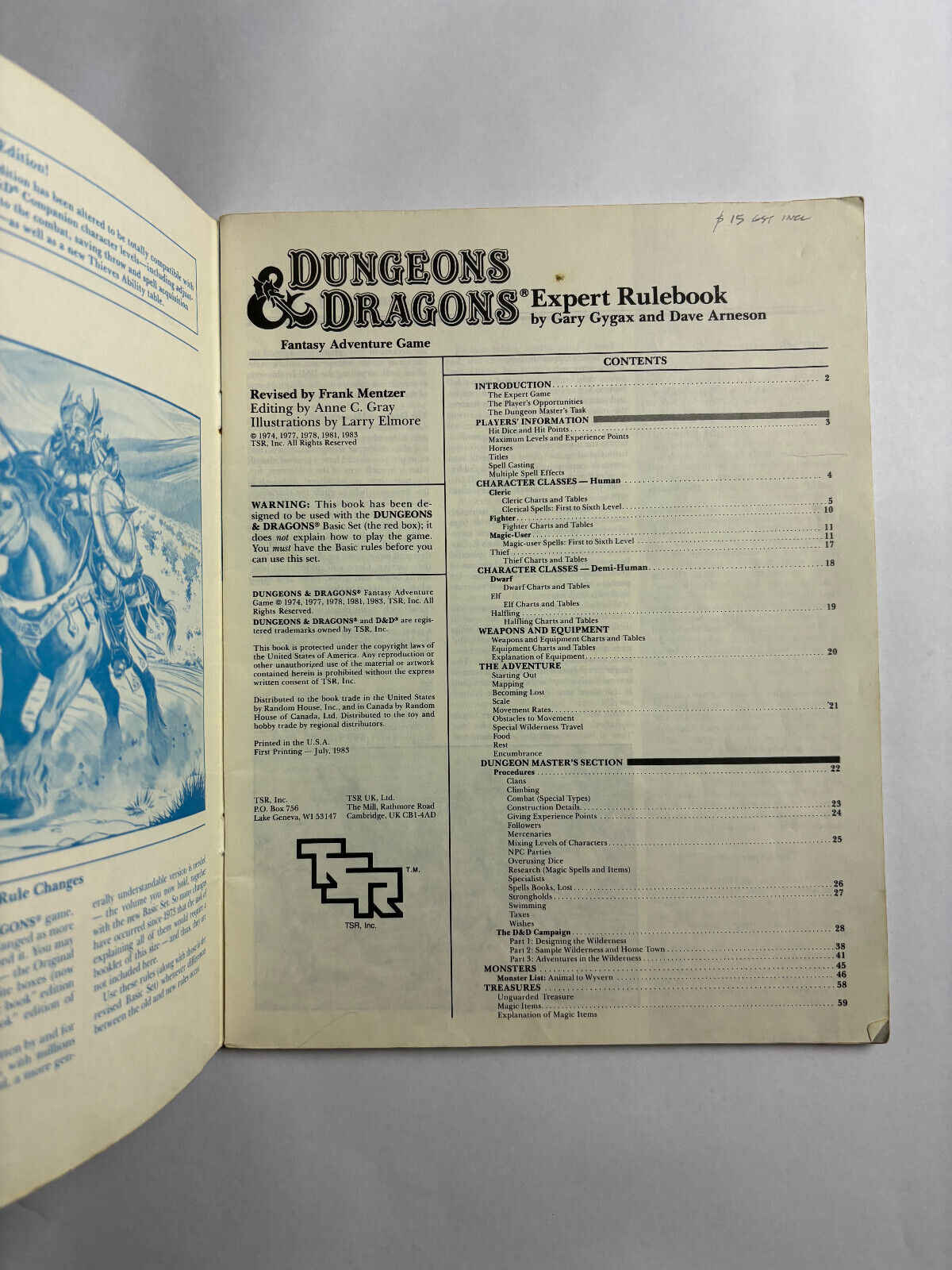 DUNGEONS AND DRAGONS EXPERT RULEBOOK ROLE PLAY RPG BOOK TSR 1983 RULES FANTASY