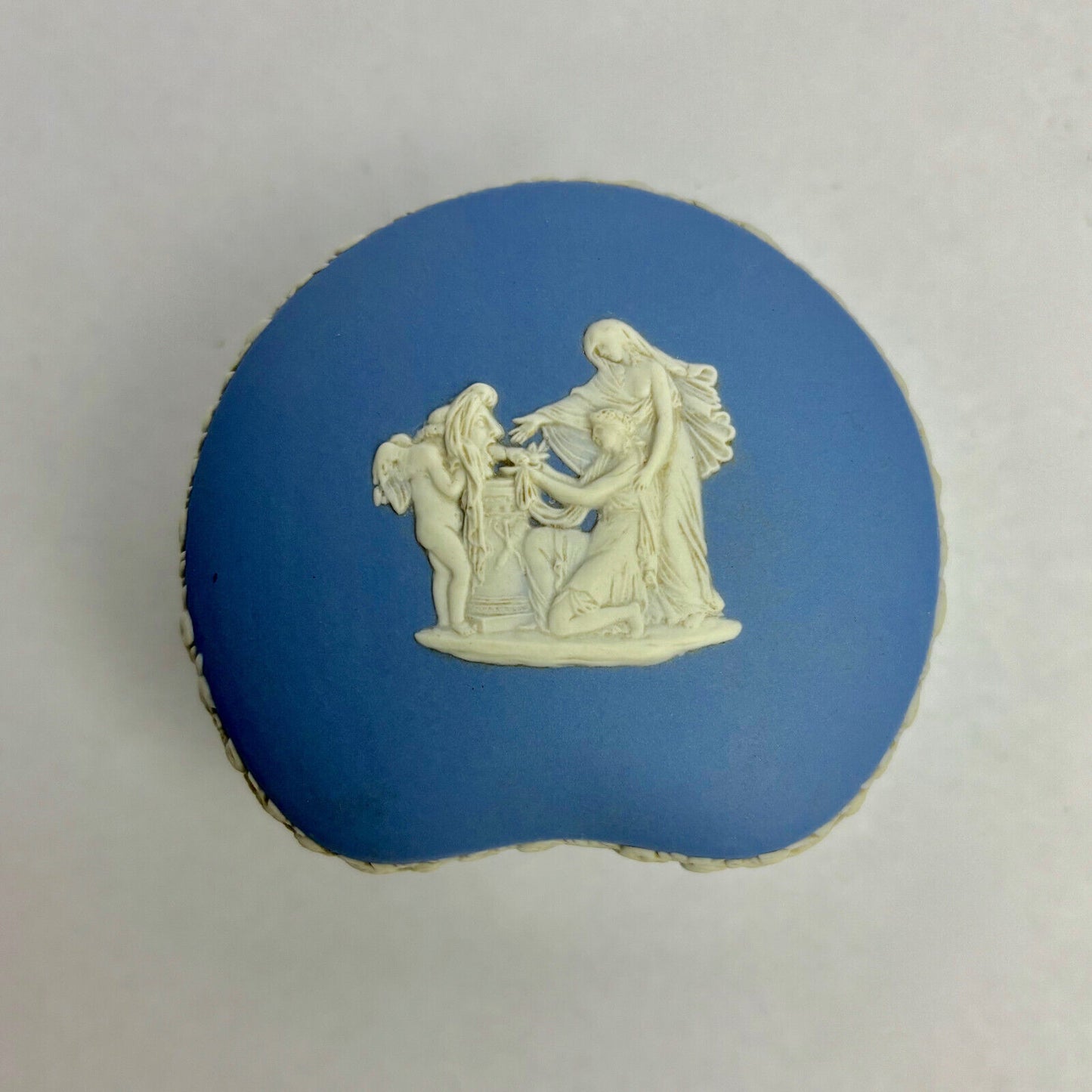 Antique Wedgwood Blue Fancy Shape Trinket Box