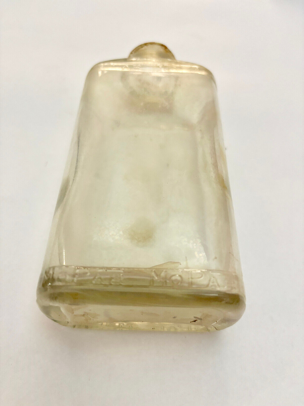 MoPar glass oil bottle, scarce