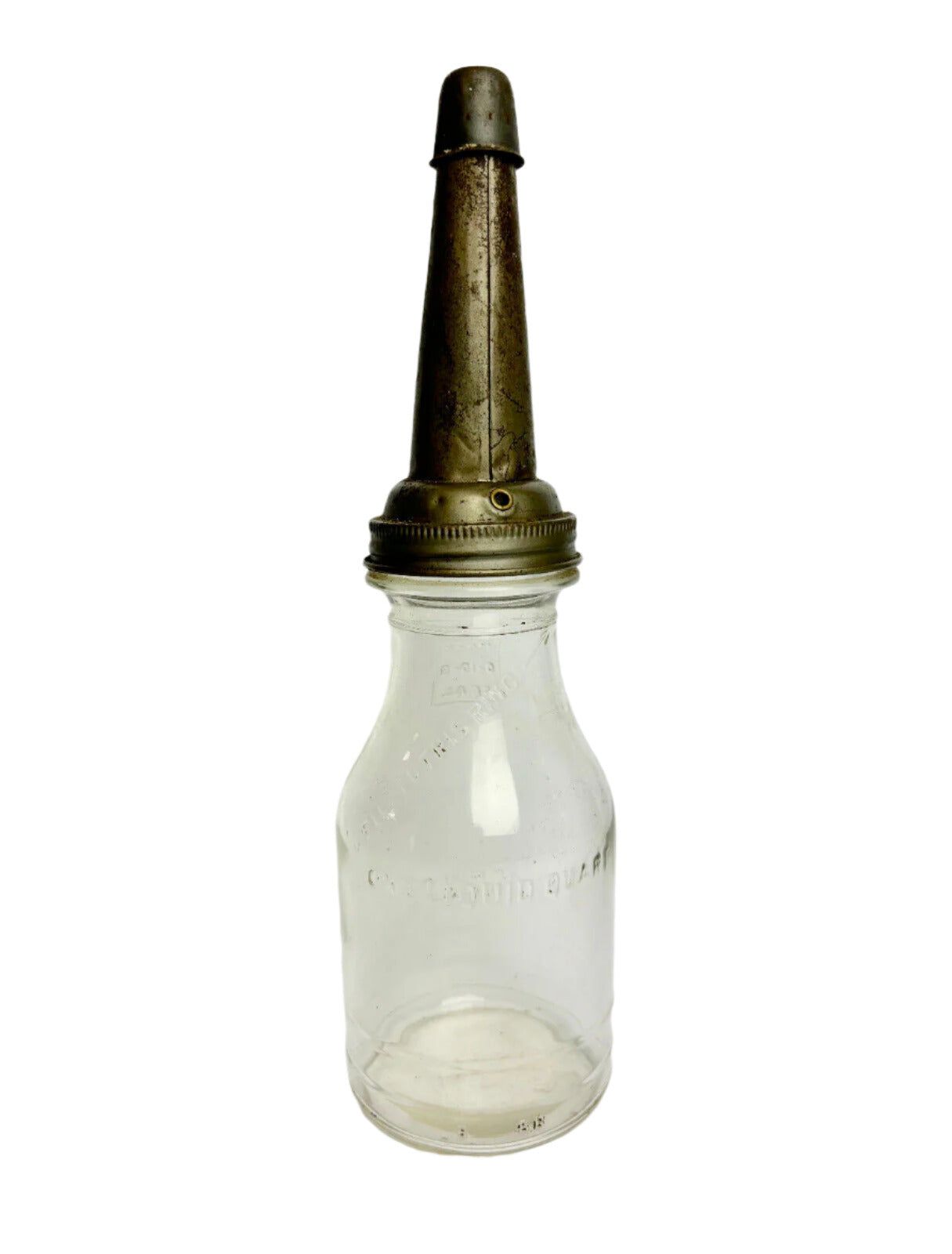 Vintage One Quart Eight Oil Bottle Rack Set Spout & Caps (non-matching)