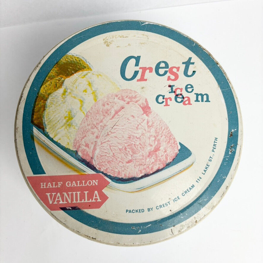 Vintage Crest Ice Cream Tin Perth Lake Street