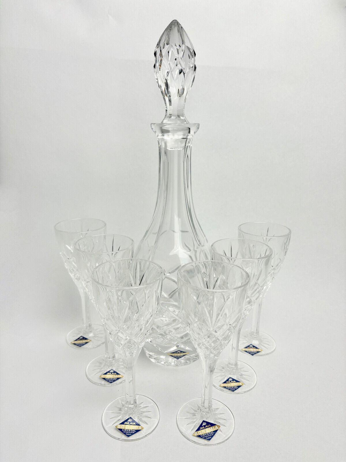 Bohemia Lead Crystal 7-piece set decanter glasses