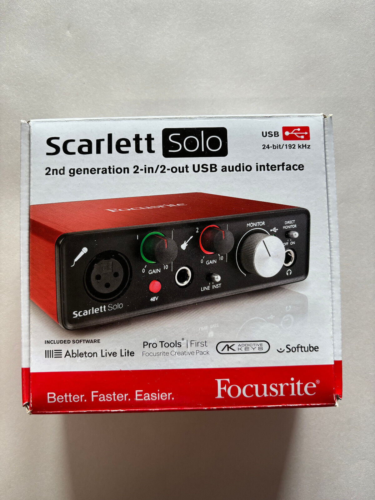 Focusrite Scarlett Solo 2nd Gen USB Audio Interface w/ Cable - PERFECT CONDITION
