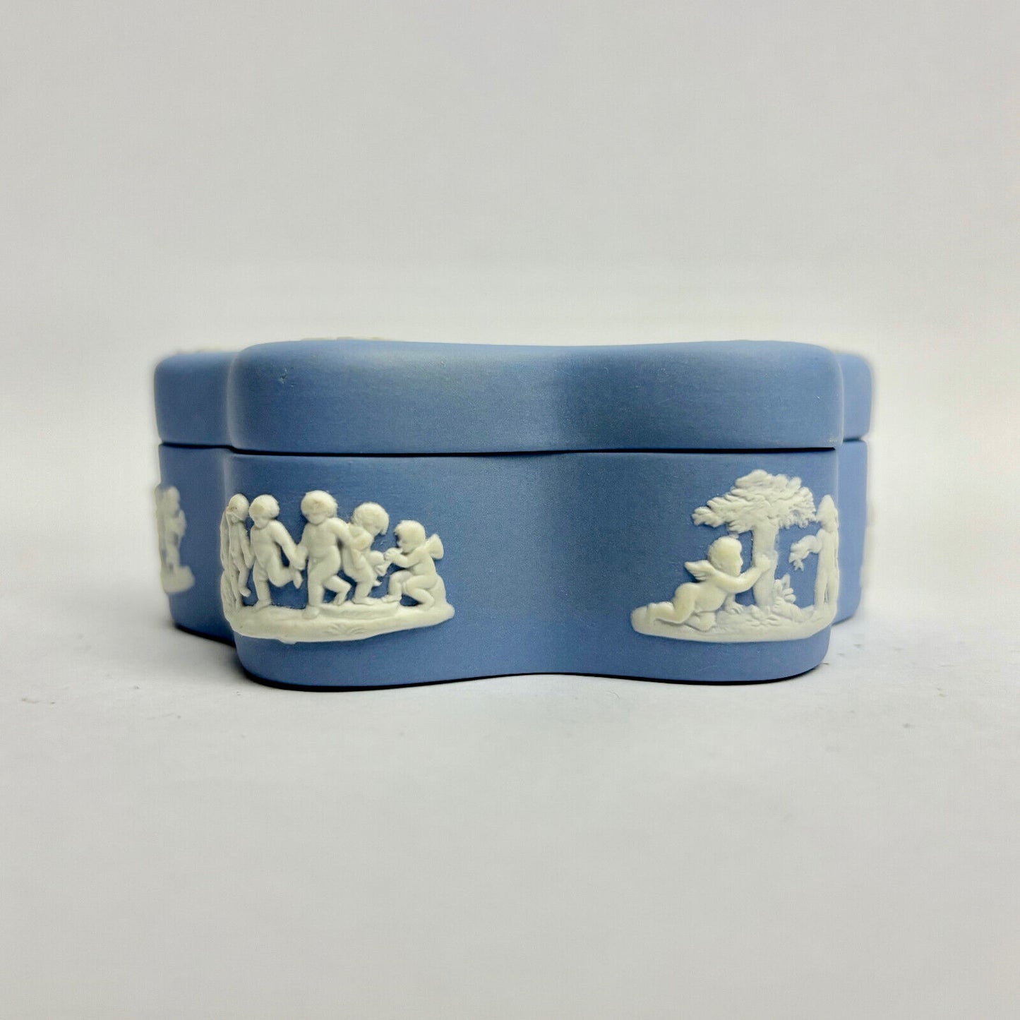 Antique Wedgwood Blue Fancy Shape Trinket Box