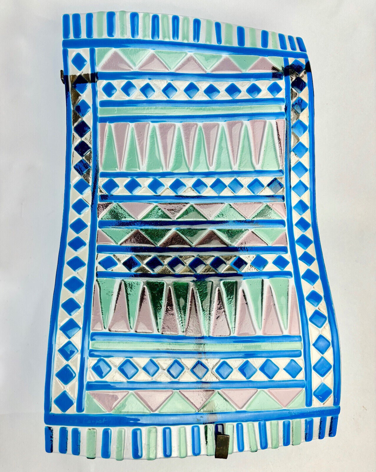 Flying rug art glass with metal stand by Giuse Maggi, Bahrain