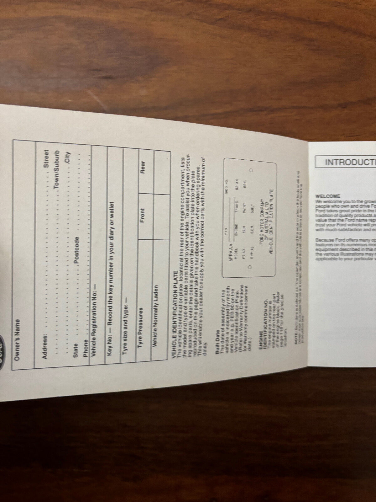 Ford Laser Owner's Instruction Manual