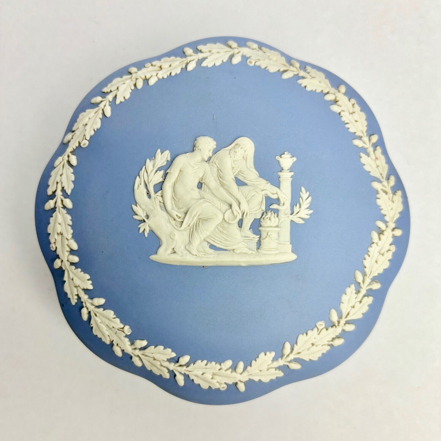 Antique Wedgwood Blue Fancy Shape Trinket Box