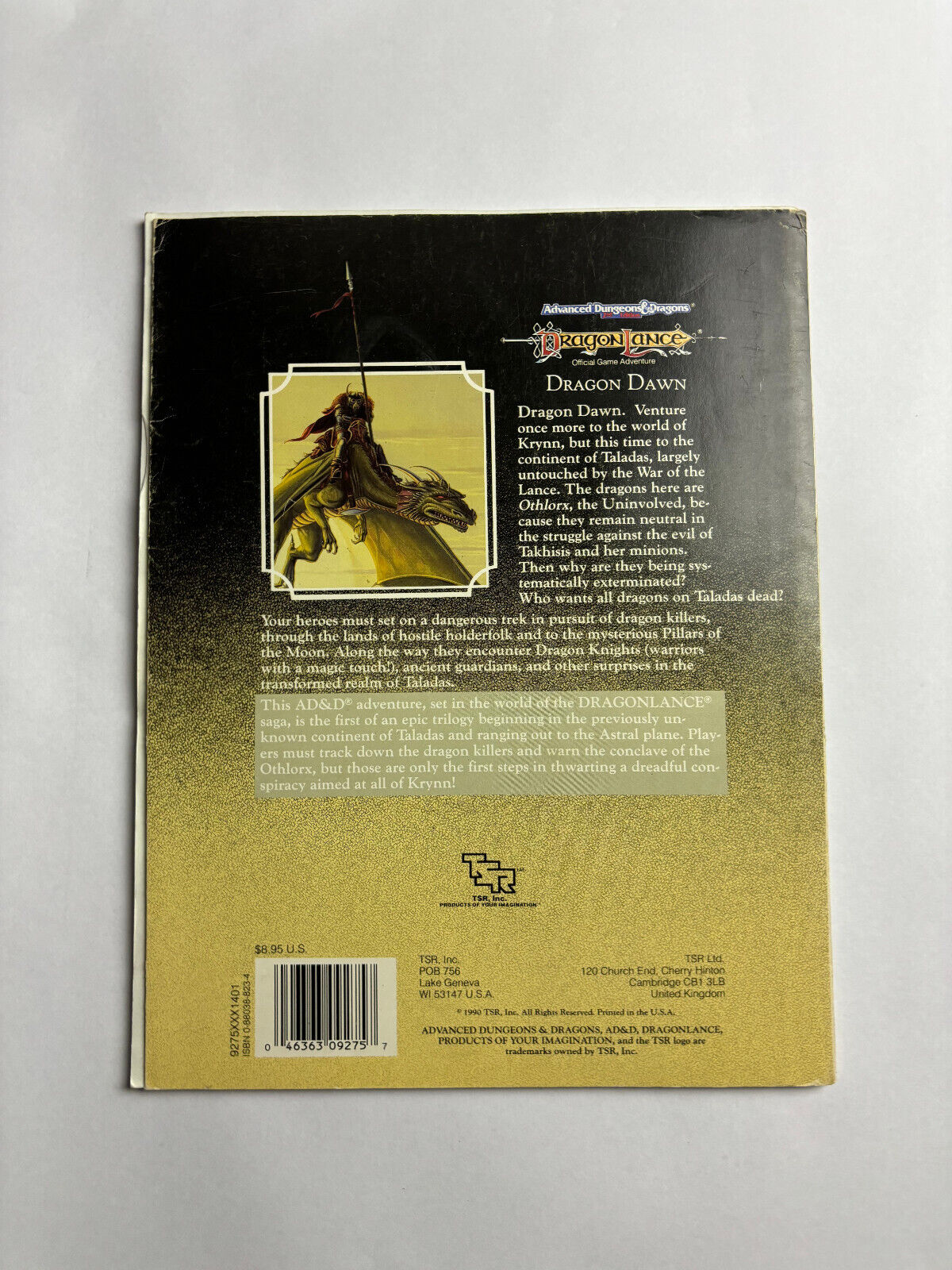 Dragon Dawn: Dragonlance Module, Dla1, Adventure 9275 (Advanced Dungeons & Drago