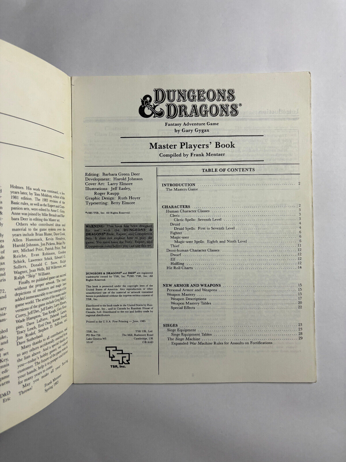 Dungeons & Dragons, D&D: Master DM's Book (TSR 1985)