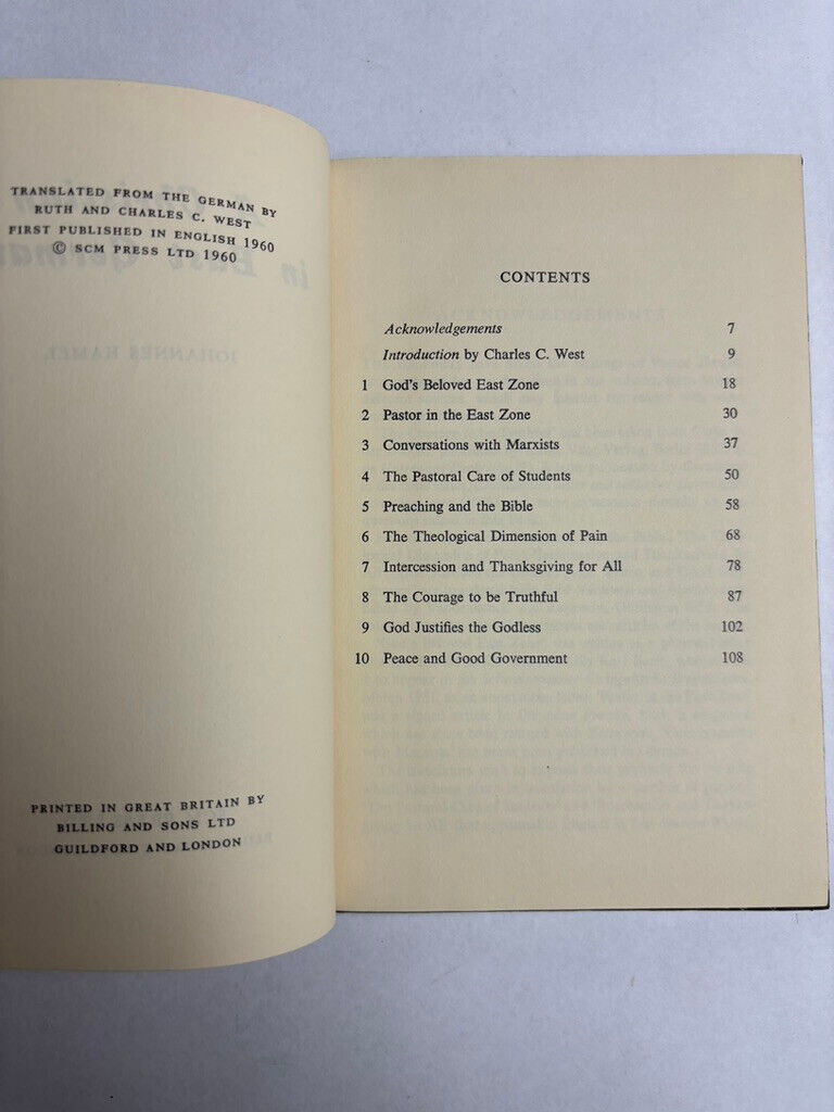 A Christian in East Germany by Johannes Hamel (Hardcover, 1961)