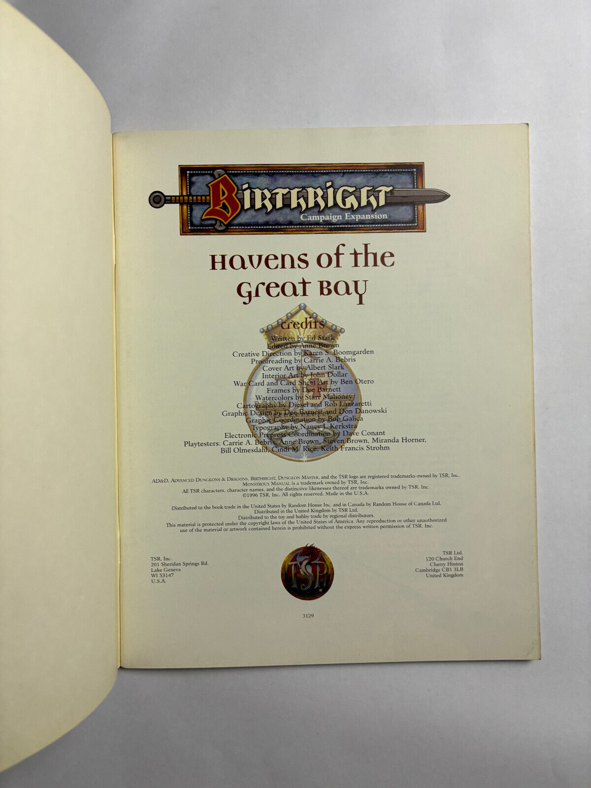 Birthright: Havens of the Bay by Ed Stark (book only)