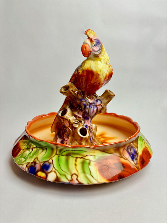 Falcon Ware Parrot Centrepiece by T. Lawrence Earthenware manufacturer
