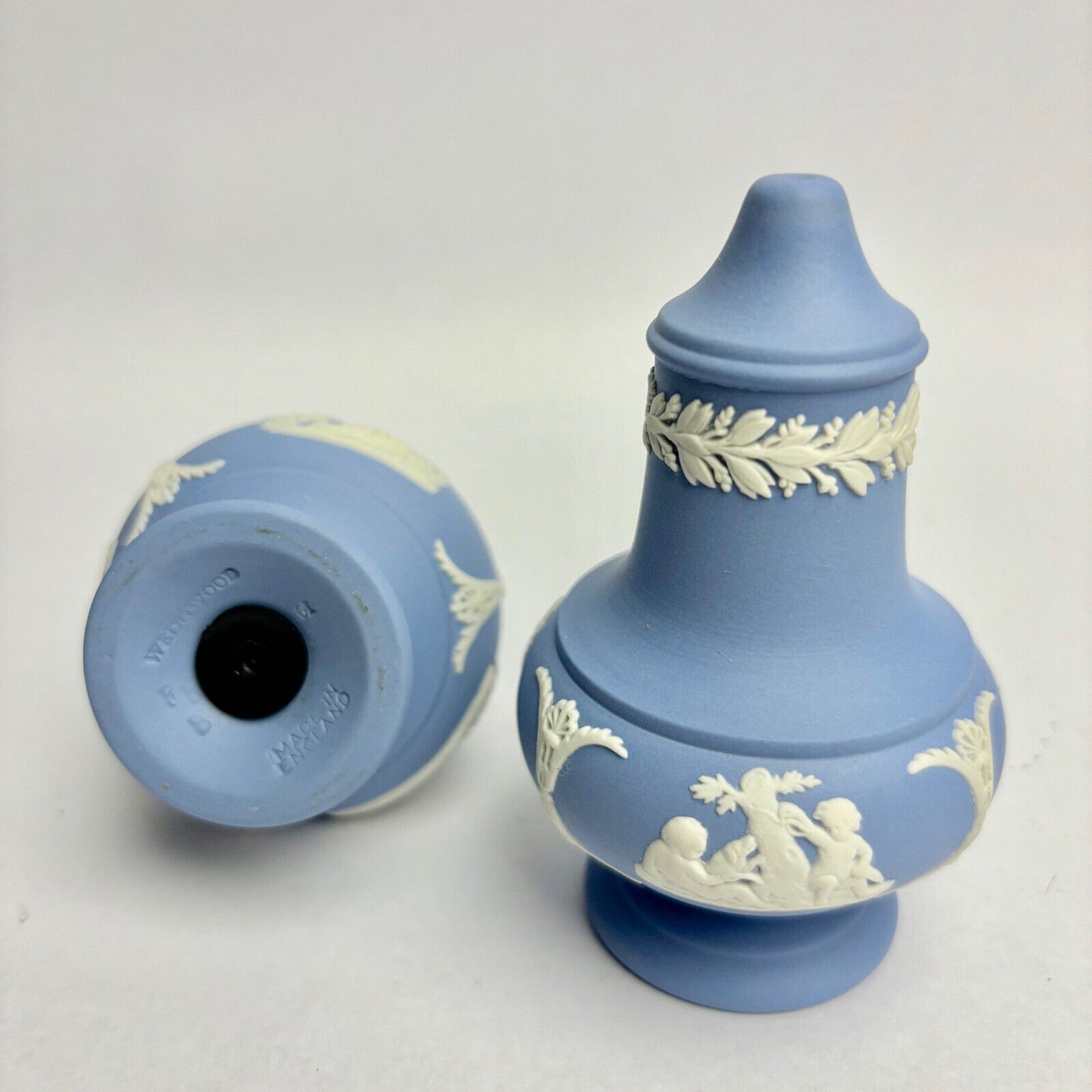Antique Wedgwood Blue Salt & Pepper Shakers