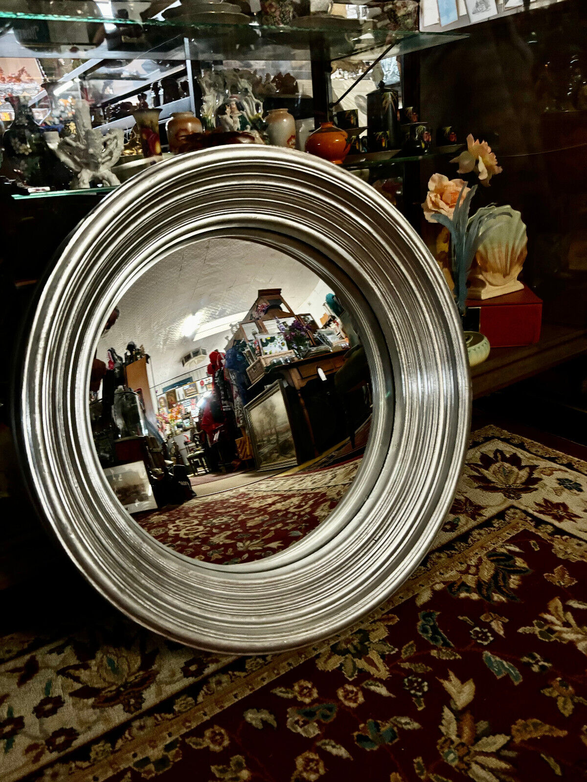 Round Silver Convex Mirror 64cm