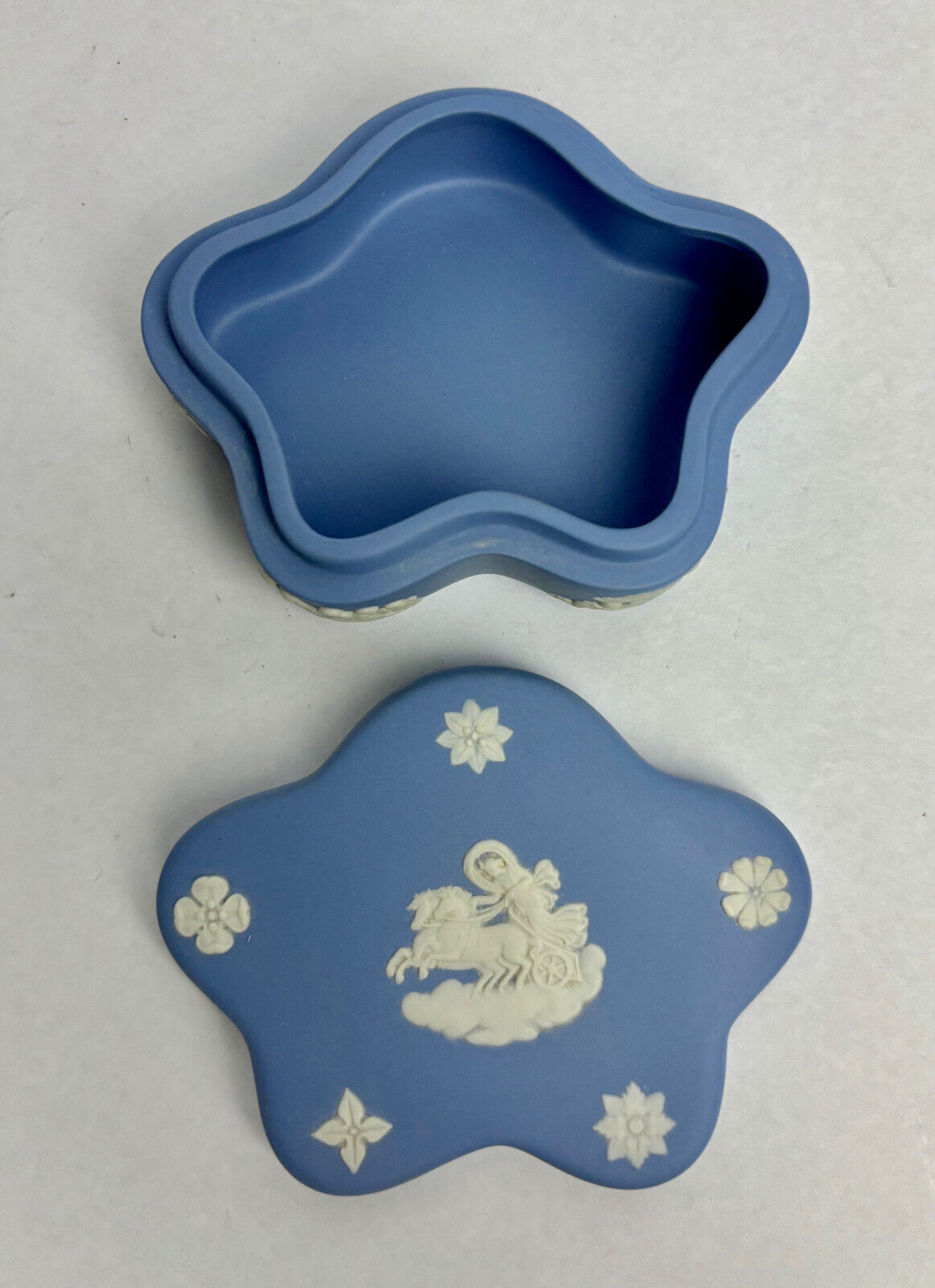 Antique Wedgwood Blue Fancy Shape Trinket Box