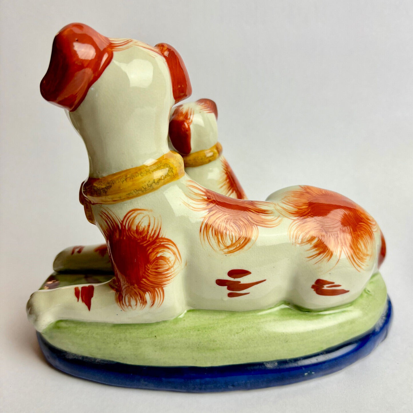 Pair of Antique Staffordshire Terriers with Puppy Bookends
