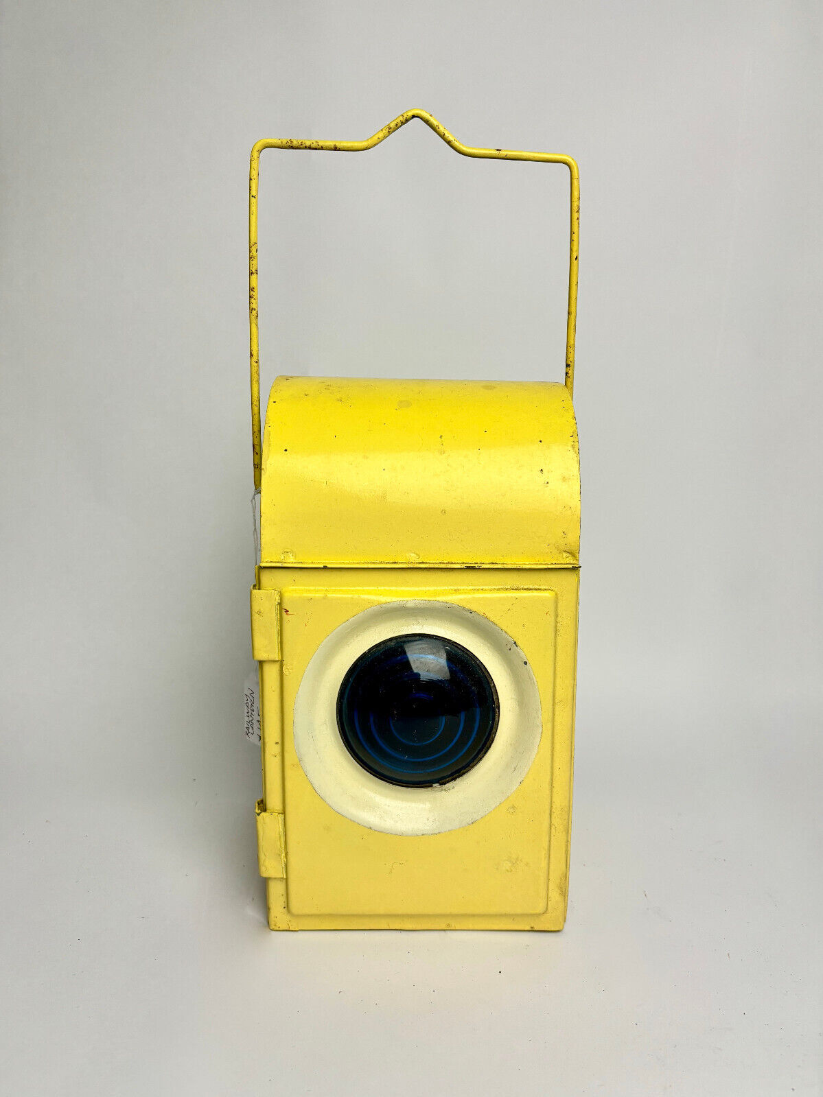 Vintage Yellow Railway Lantern (blue lens)