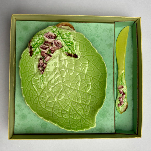 Carlton Ware Foxglove, Green - Butter/Jam Dish, Box & Spoon