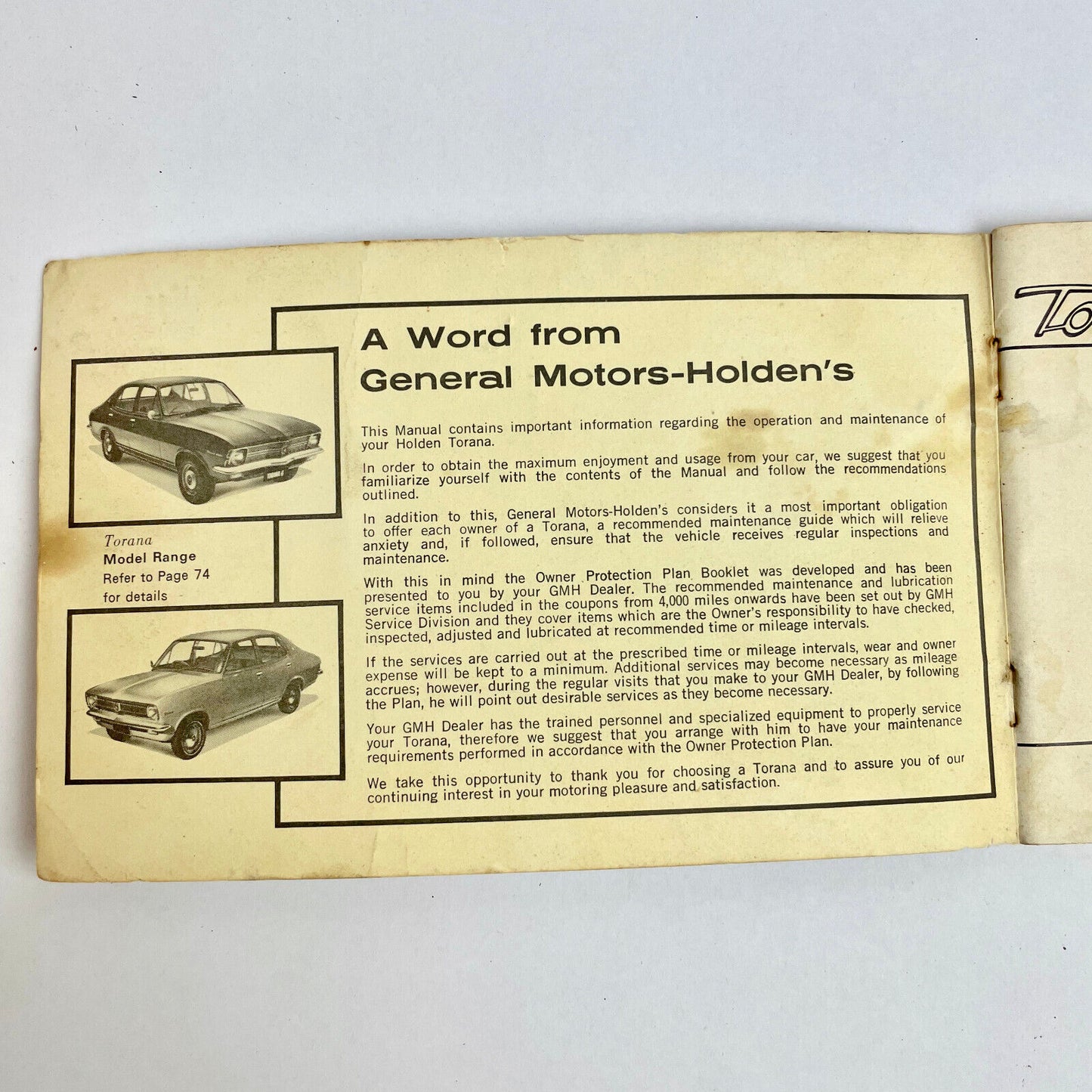 Genuine Holden LC Torana Owner's Manual GM scarce