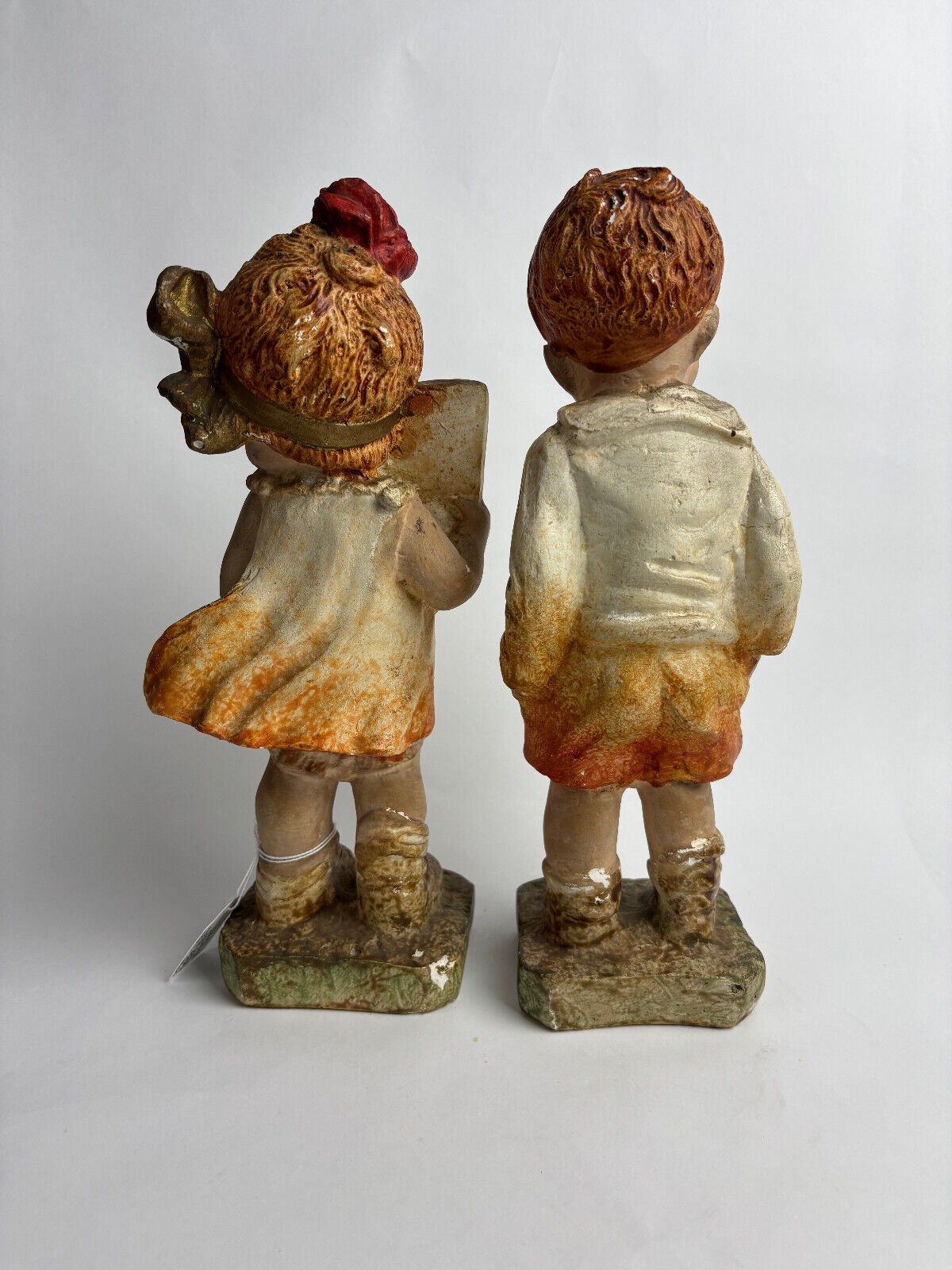 Rare 1920s Painted Chalkware Ginger Meggs and Minnie Peters Figures