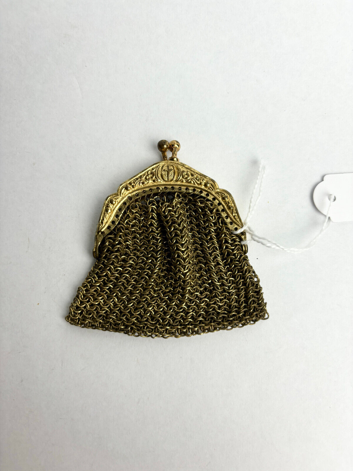 Antique Victorian Gilt Mesh Coin Purse 5cm wide