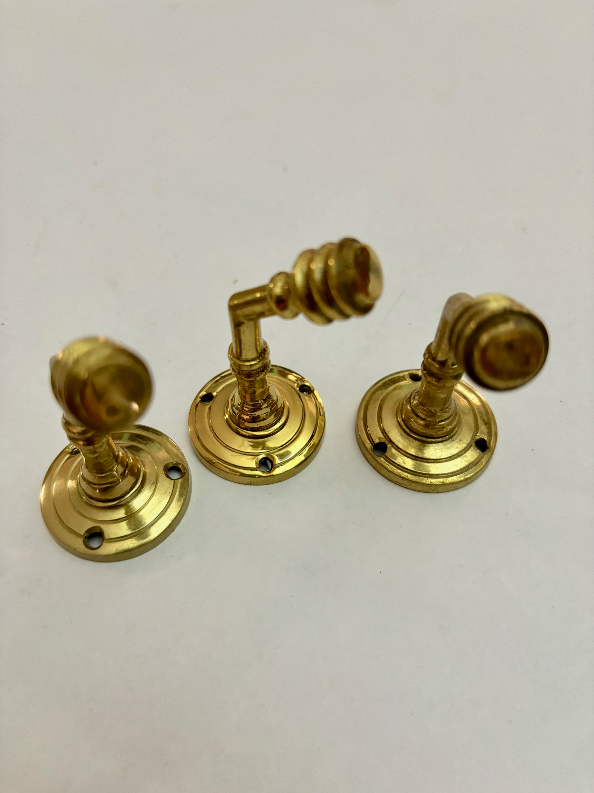 Set of Three Matching Antique Brass Coat Hooks