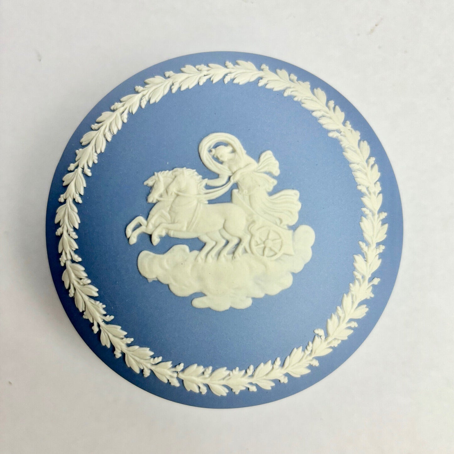 Antique Wedgwood Blue Round Trinket Box