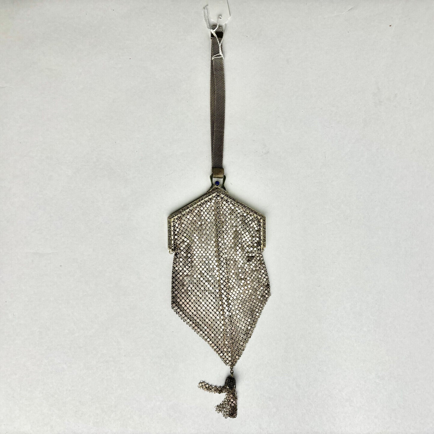 Art Deco White Metal Plated Mesh Purse