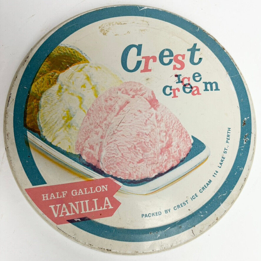 Vintage Crest Ice Cream Tin Perth Lake Street
