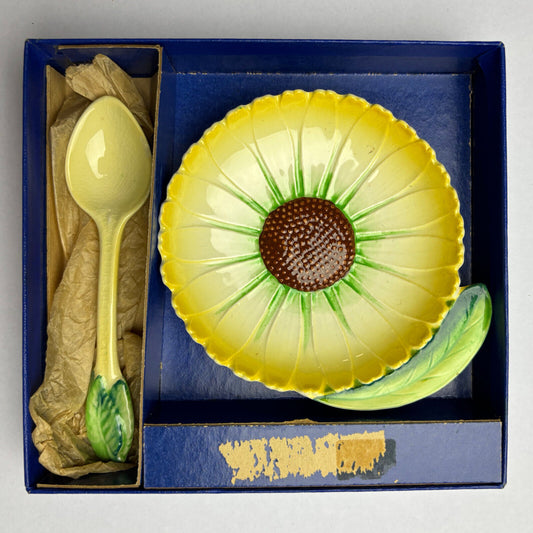 Carlton Ware Daisy, Yellow - Butter/Jam Dish, Box & Spoon