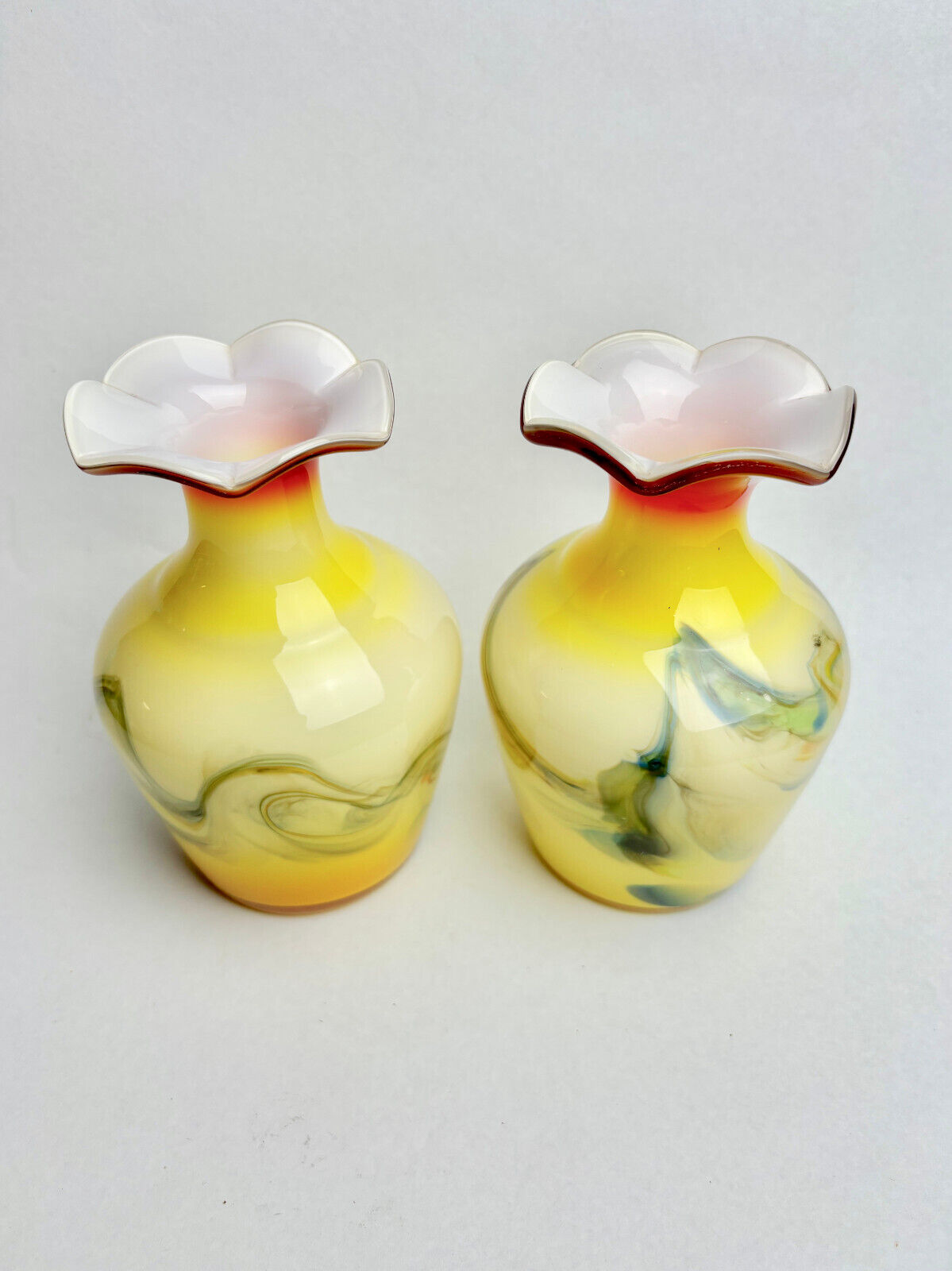 Pair of Ambergine Glass Vases (16cm tall)