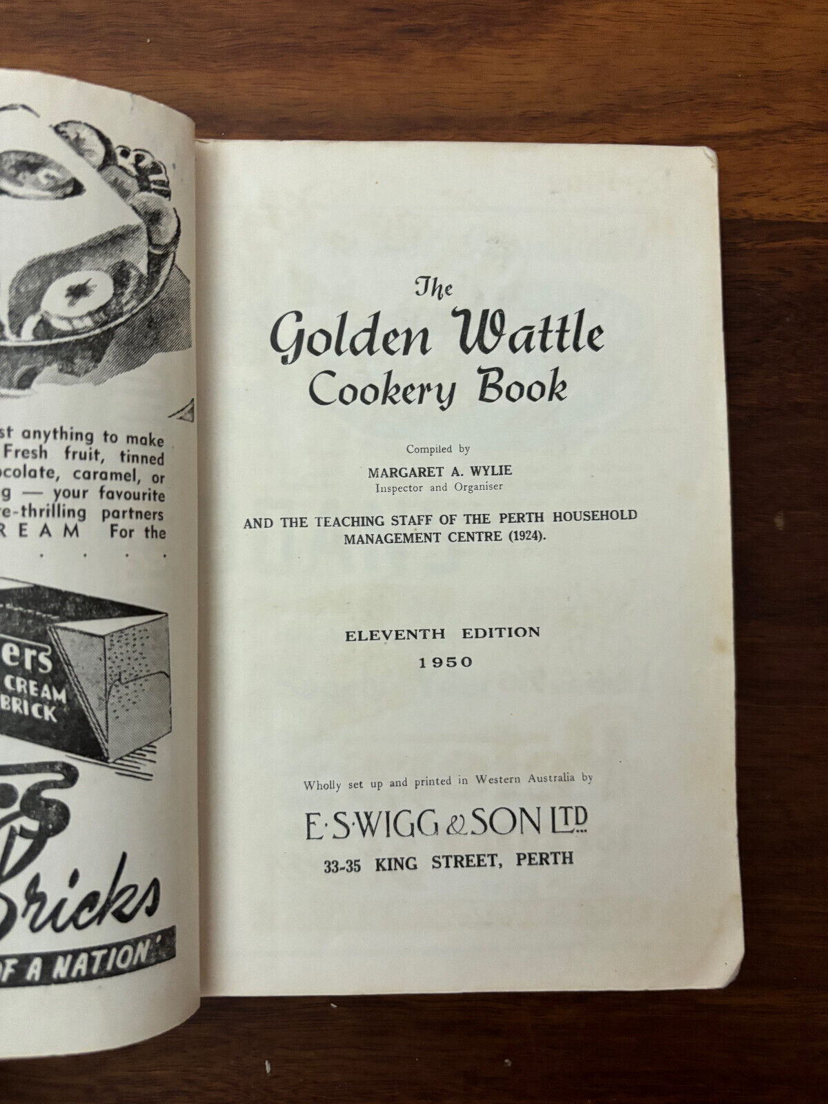 Golden Wattle Cookbook Australian 11th Edition 1950, scarce