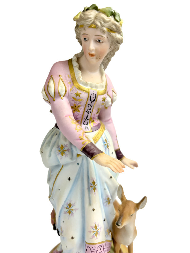 Scheibe-Alsbach Pair of 20th century hard paste porcelain figurines with hound and fawn