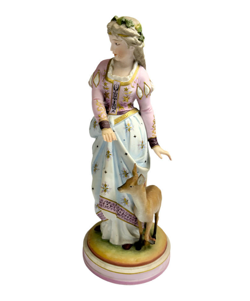 Scheibe-Alsbach Pair of 20th century hard paste porcelain figurines with hound and fawn