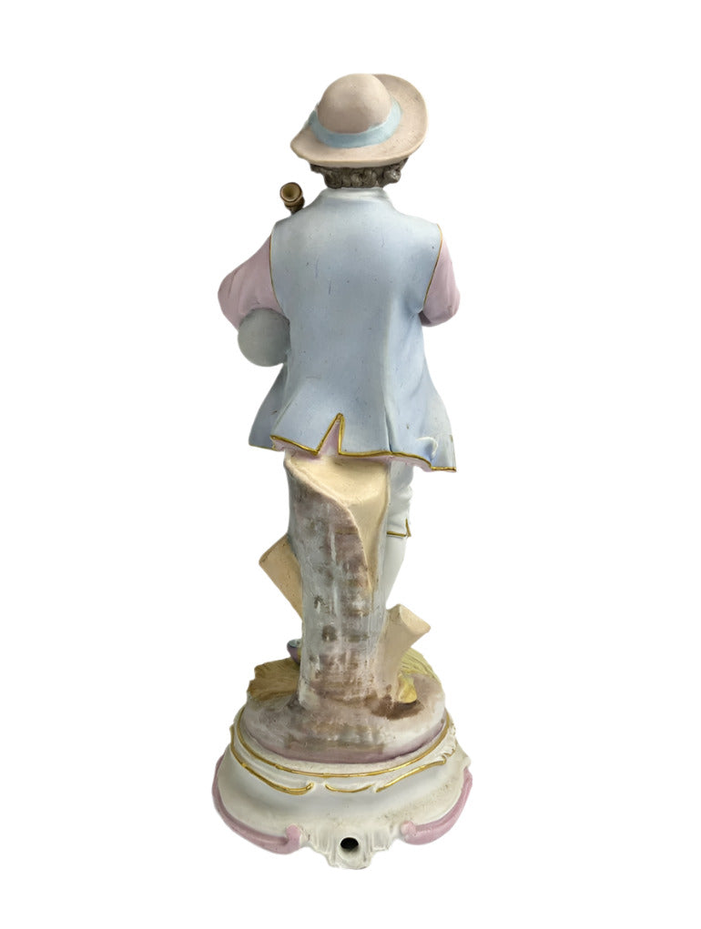 Bisque Porcelain Shepherd with Bagpipes 33cm