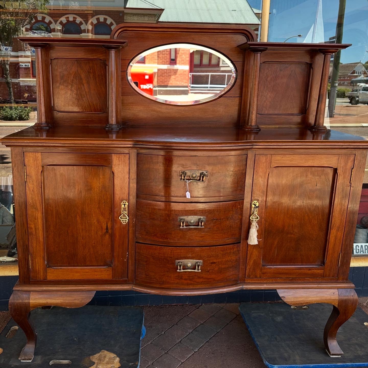 Quality antique bow front mahogany sideboard
