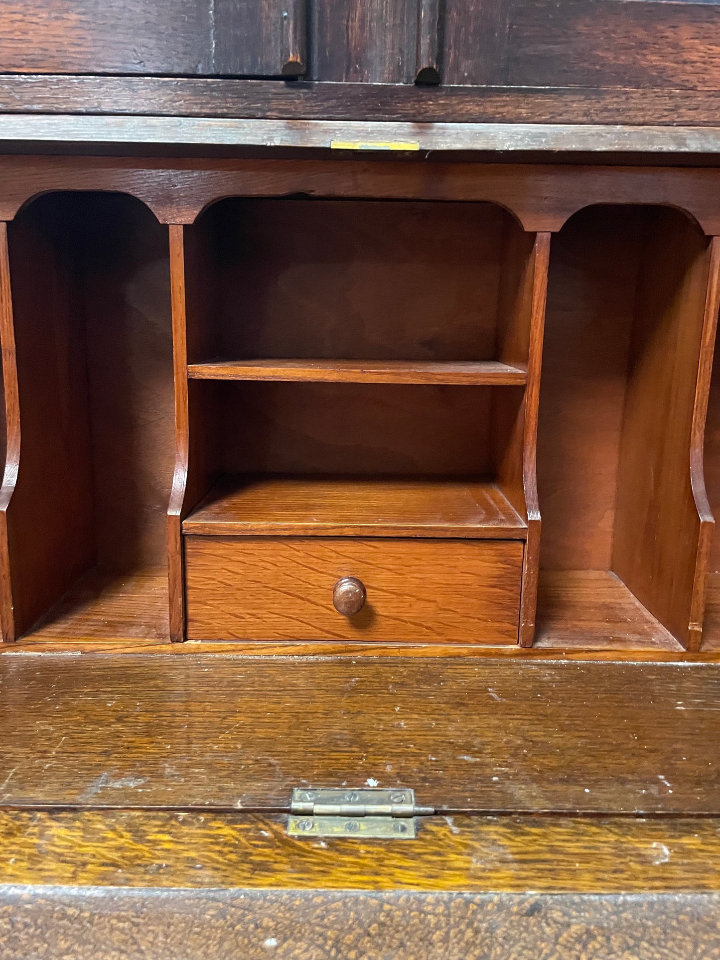 Vintage oak bureau bookcase (93cm@x 44cm x 198cm tall) VGC