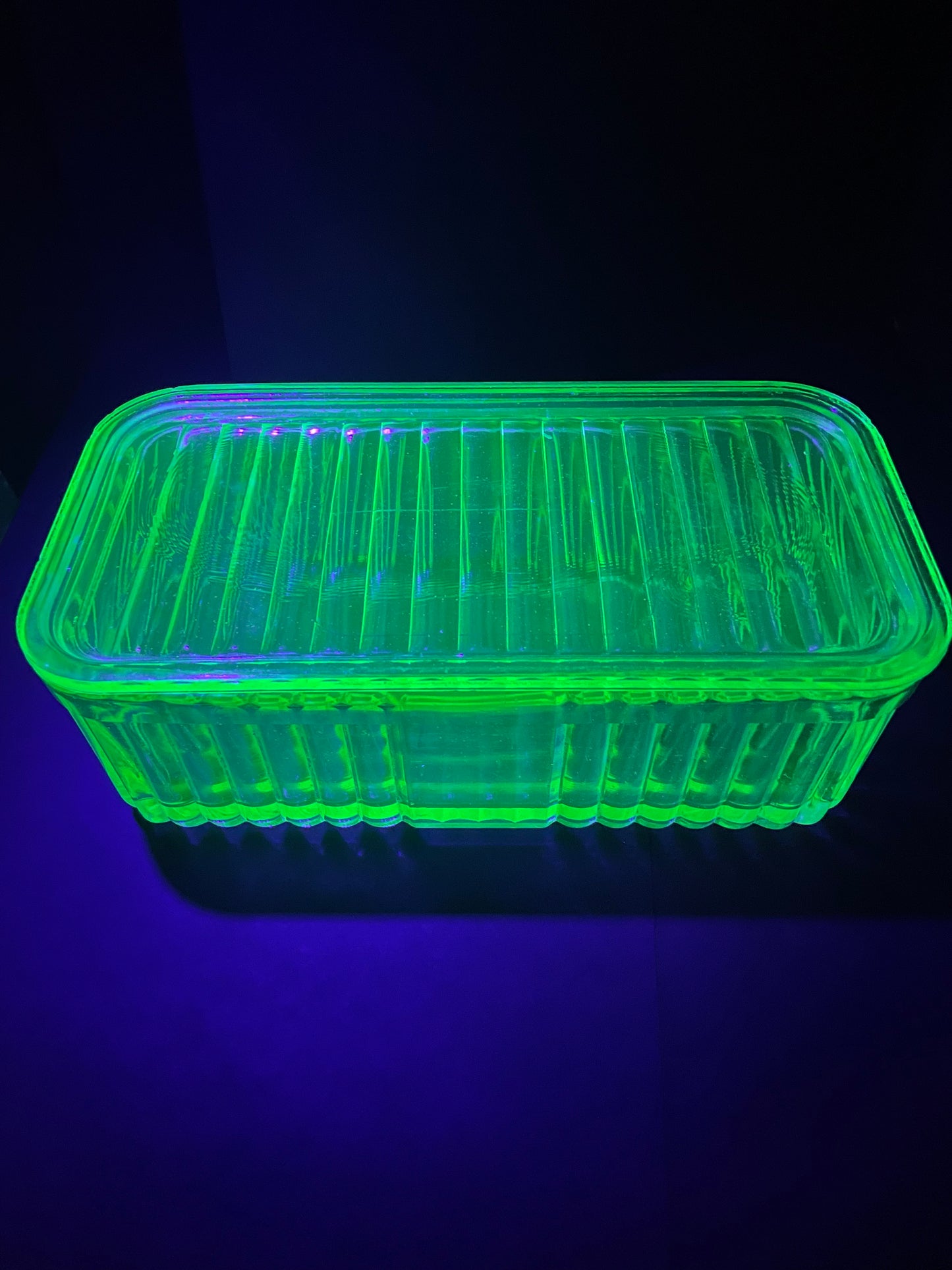 Uranium Glass Butter Dish