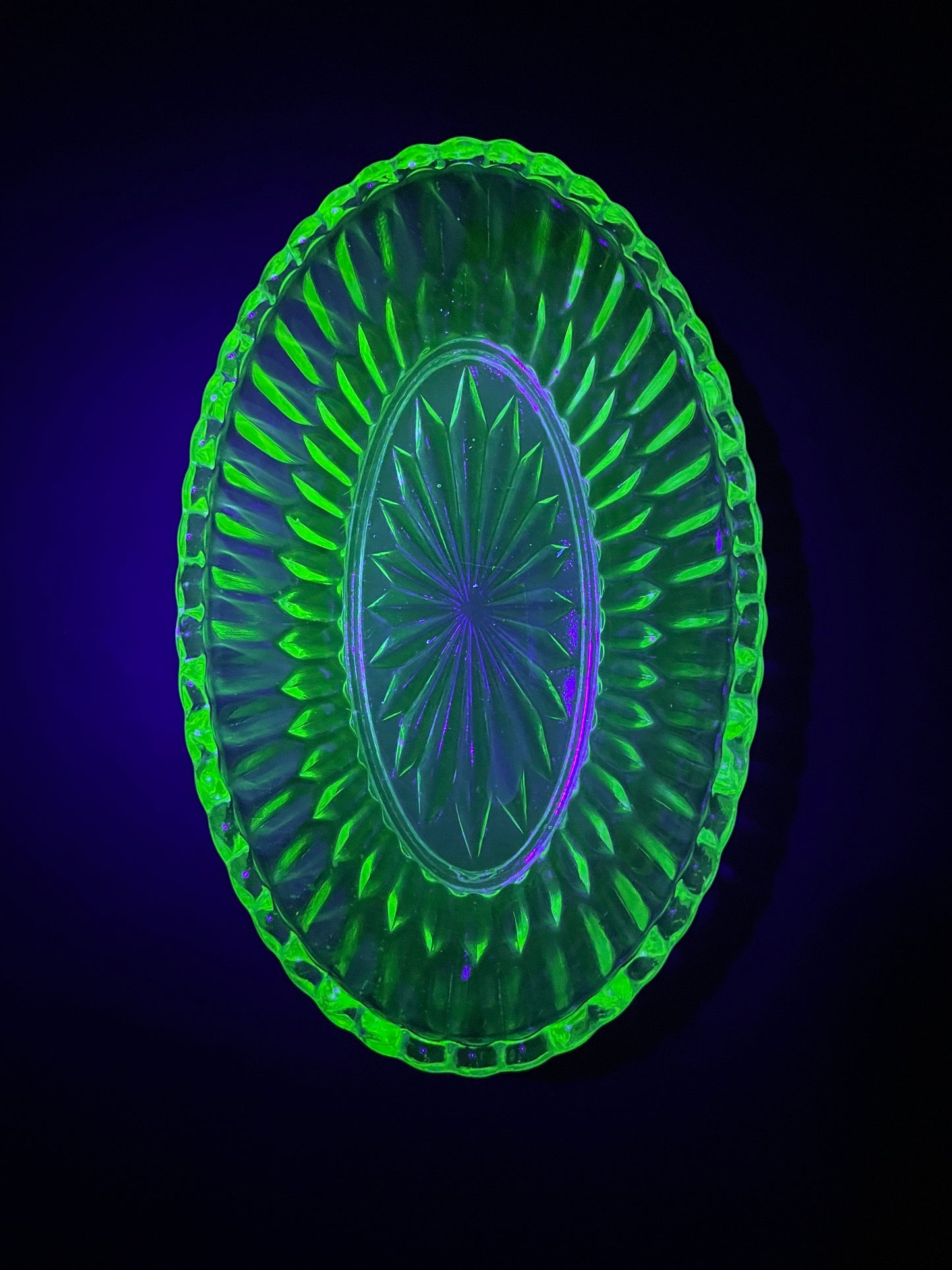 Uranium Glass Oval Bowl