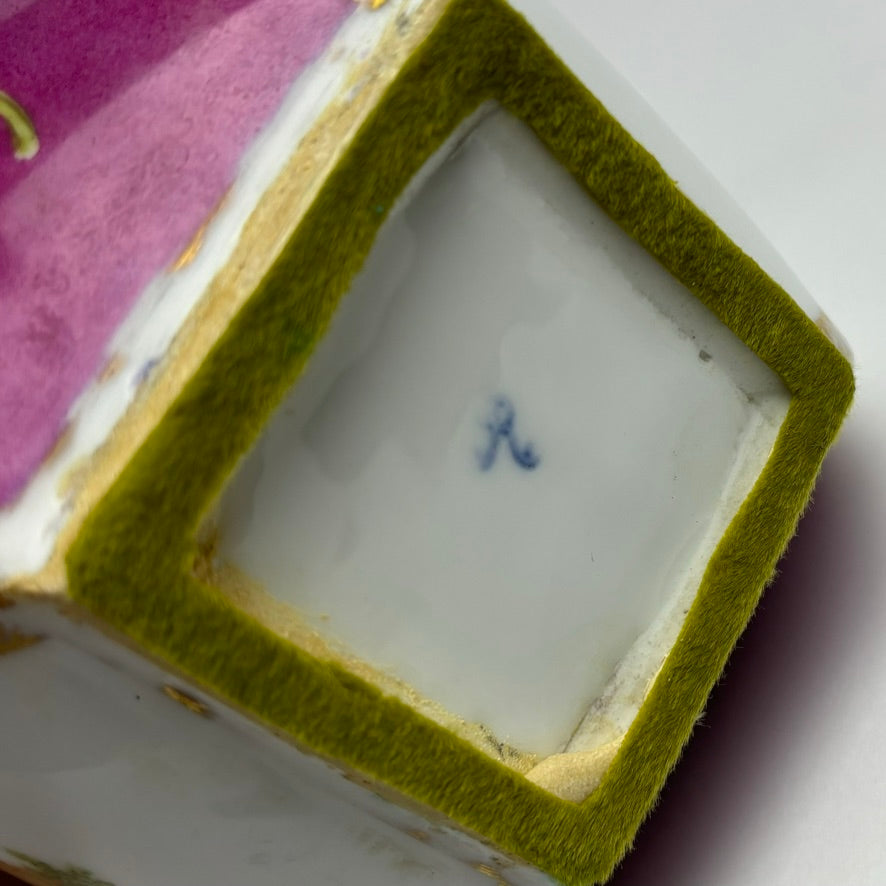 Pair of Antique Dresden Quatrefoil four-sided vases