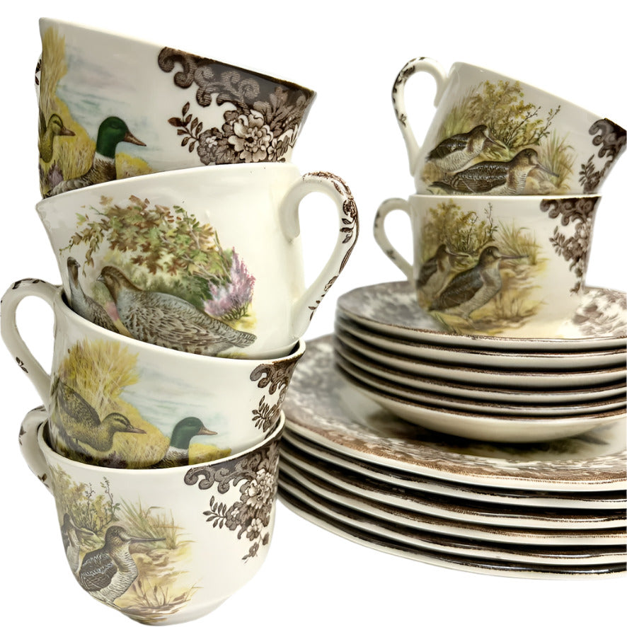 Vintage Royal Worcester Palissy Game series (Birds) six service set (36 pieces)
