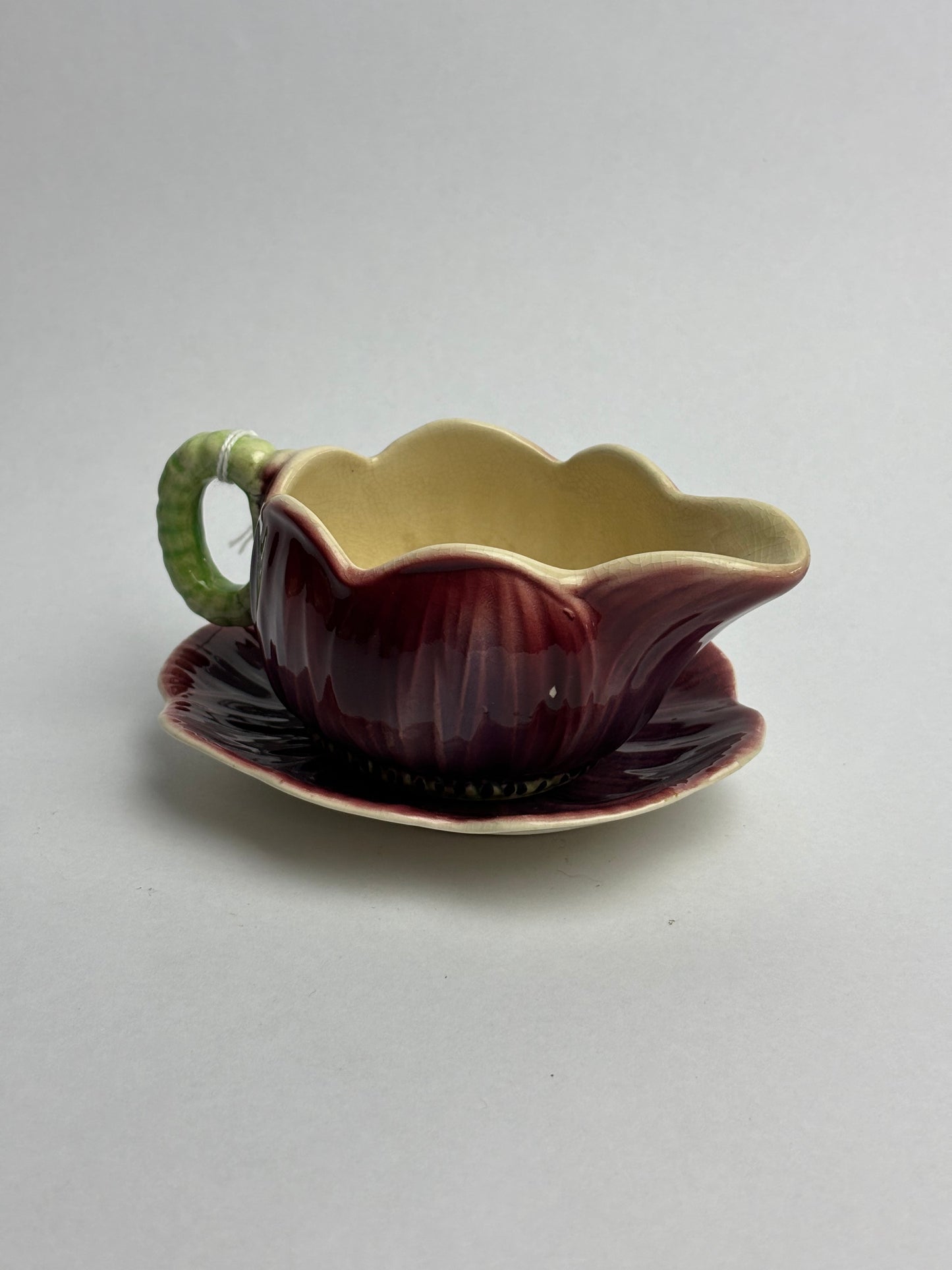 Anemone Majolica Gravy Boat & Saucer by Shorter & Son