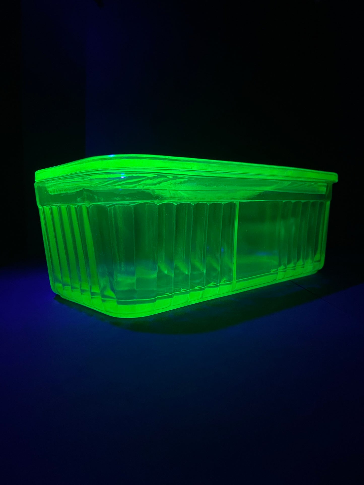 Uranium Glass Butter Dish