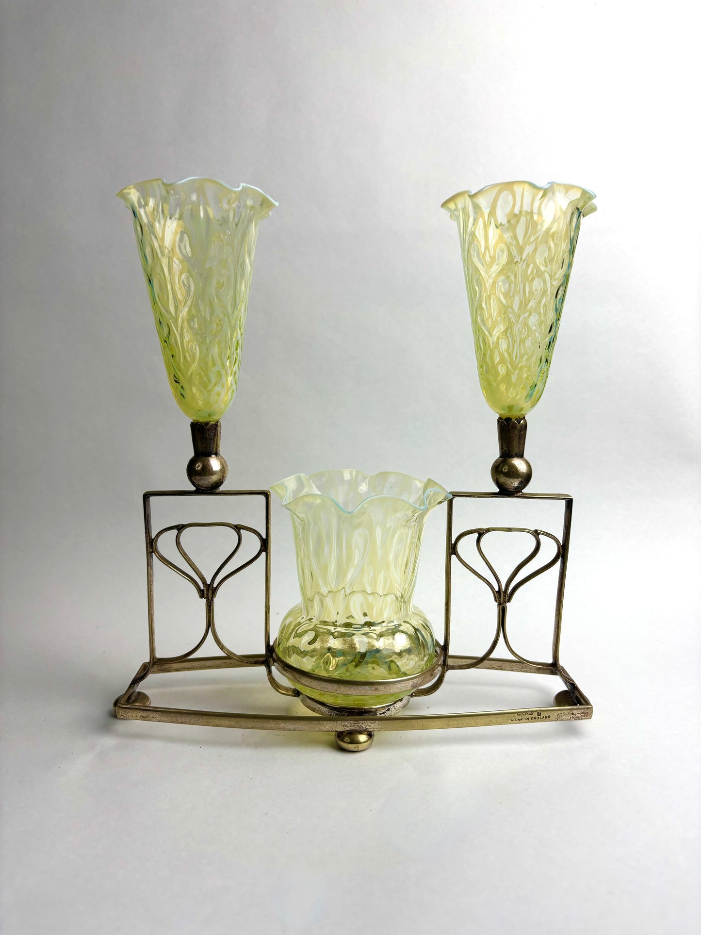 James Powell and Sons Uranium Glass Epergne