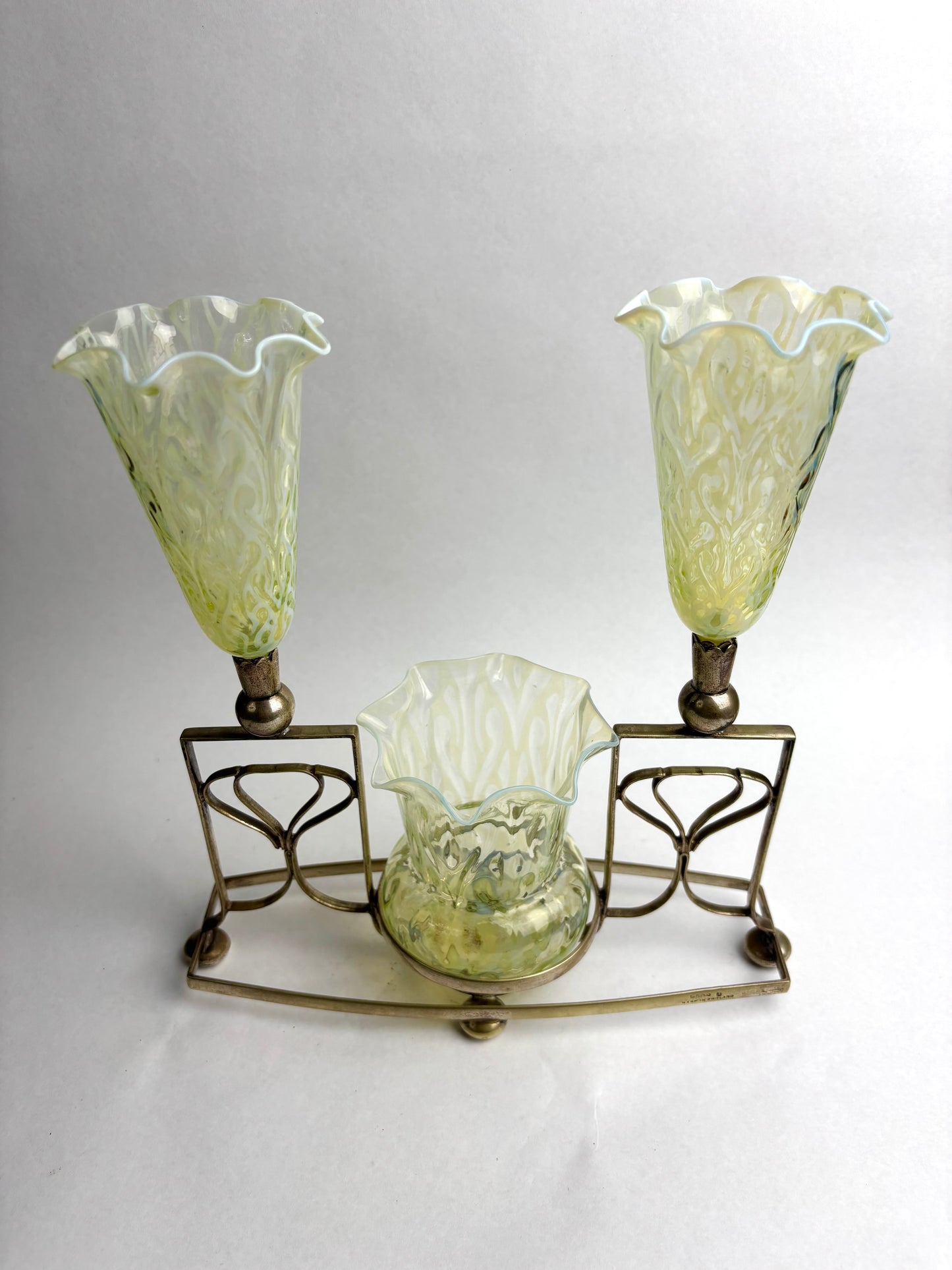 James Powell and Sons Uranium Glass Epergne