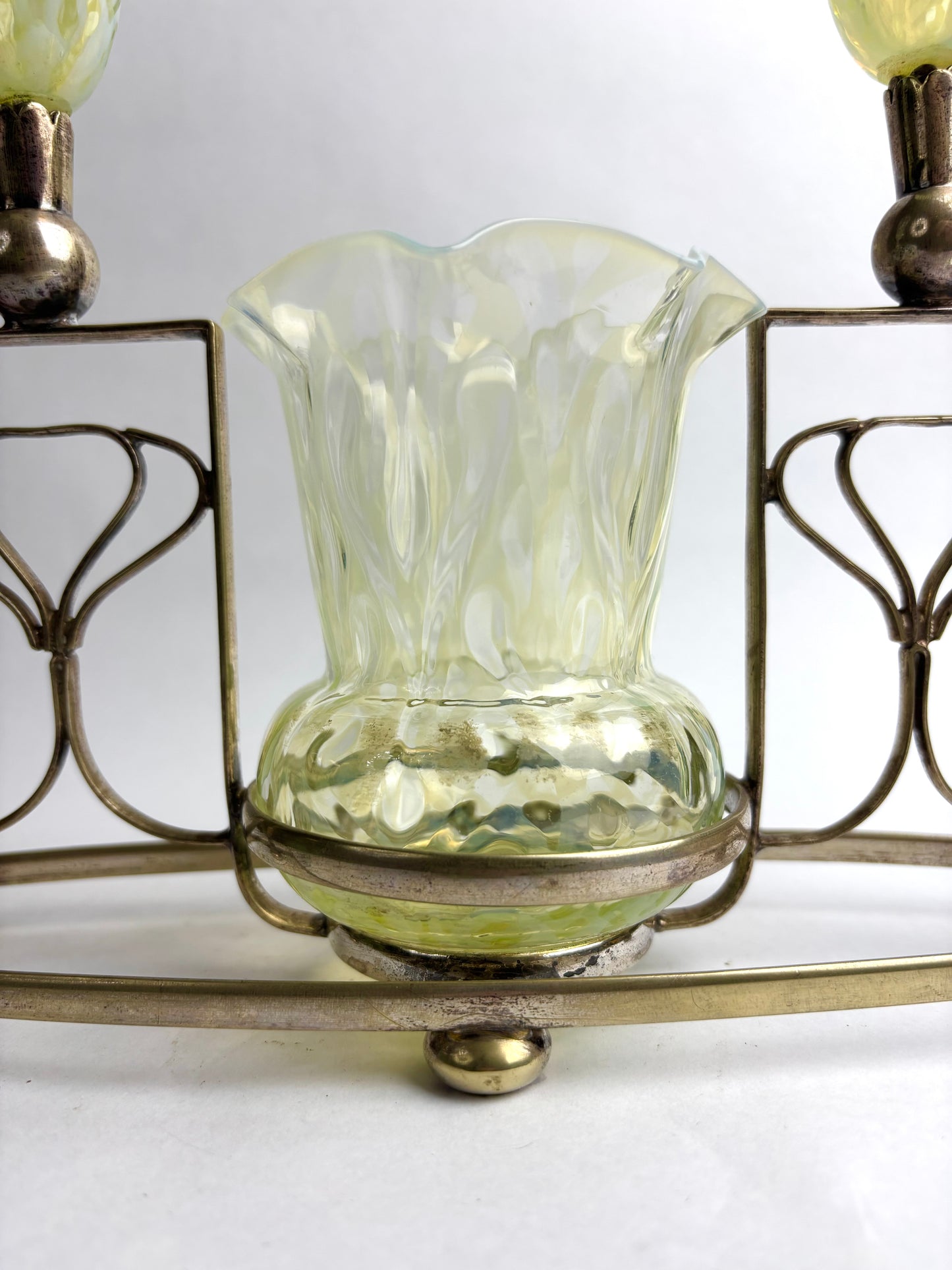 James Powell and Sons Uranium Glass Epergne