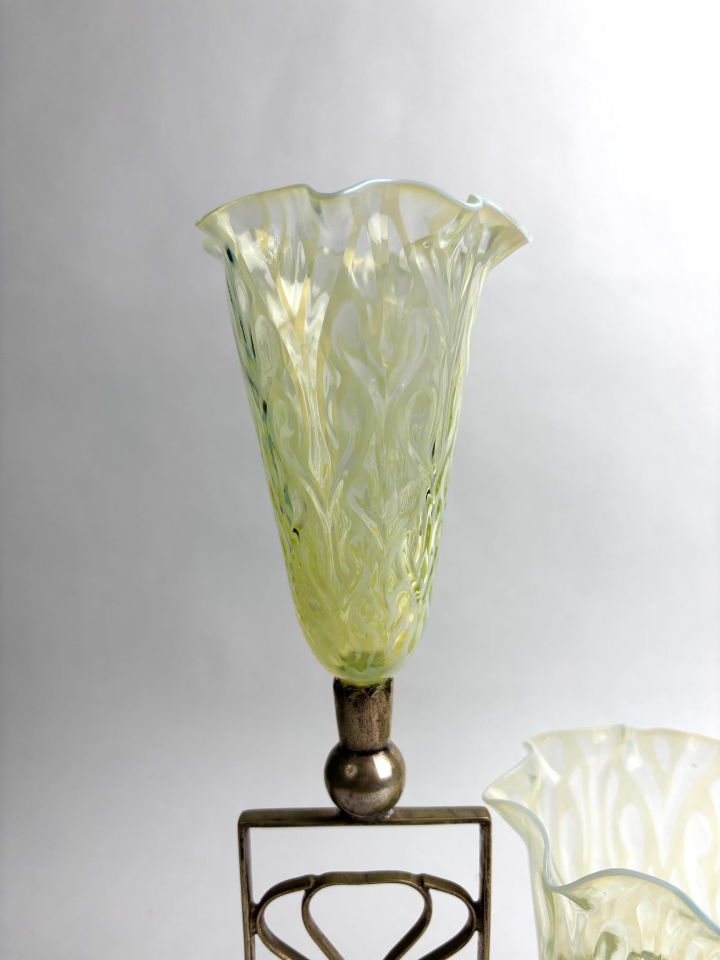 James Powell and Sons Uranium Glass Epergne