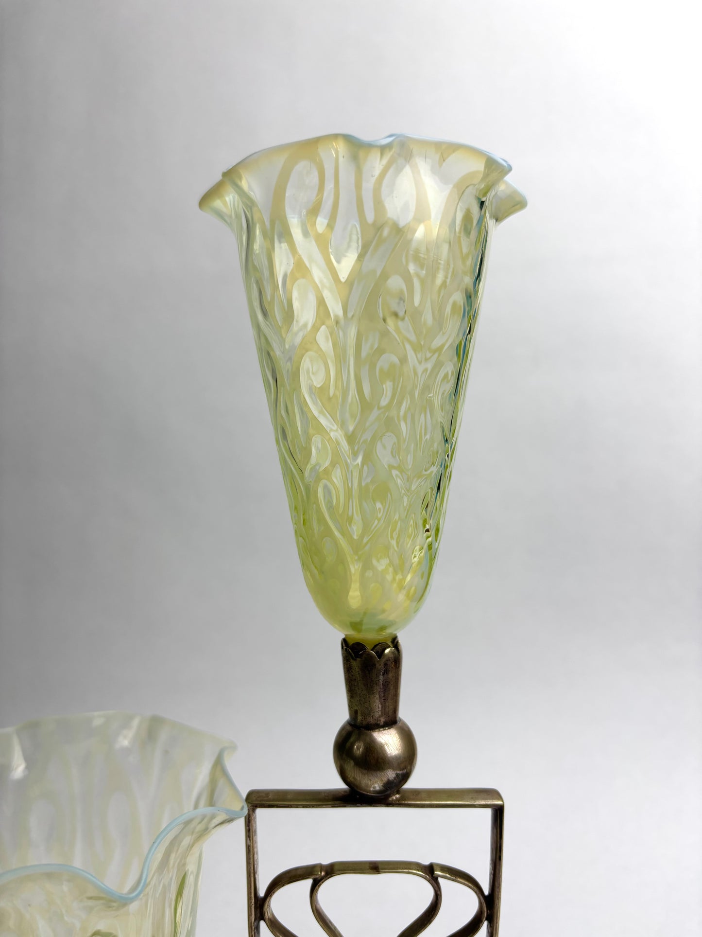 James Powell and Sons Uranium Glass Epergne